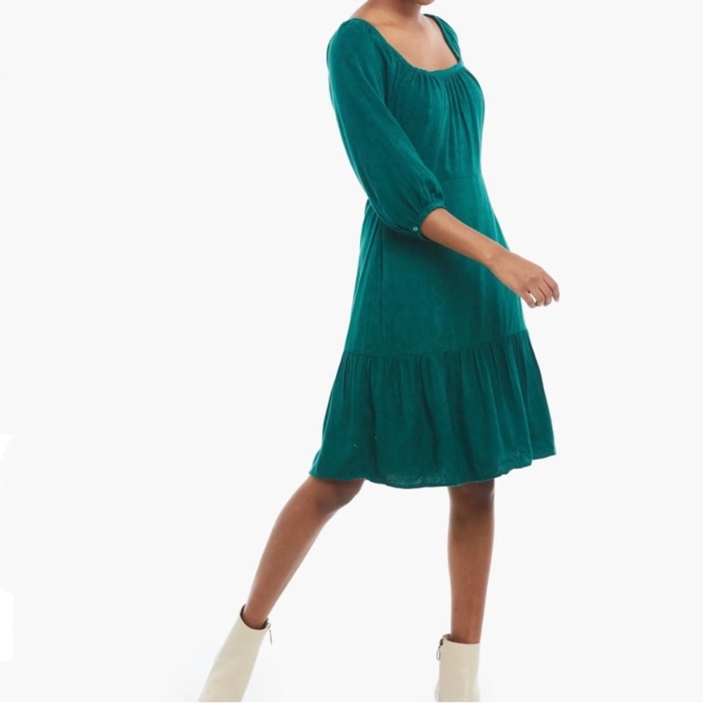 Able Betty Puff Sleeve Dress in Evergreen